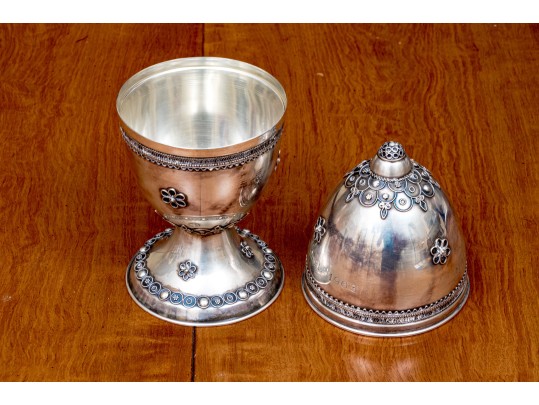 Israel Sterling Silver Lidded Footed Cup     6.48 Troy Ozs.