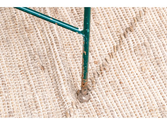 Four Piece Elegant Vintage Green Painted Wrought Iron Patio Set