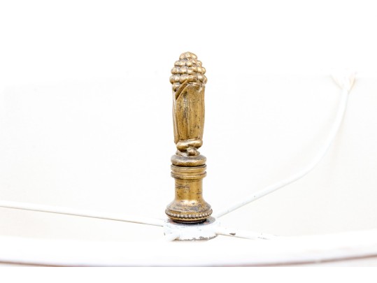 Pair Of Antique Painted Glass Oil Lamps Mounted As Electric Twin Light Table Lamps 