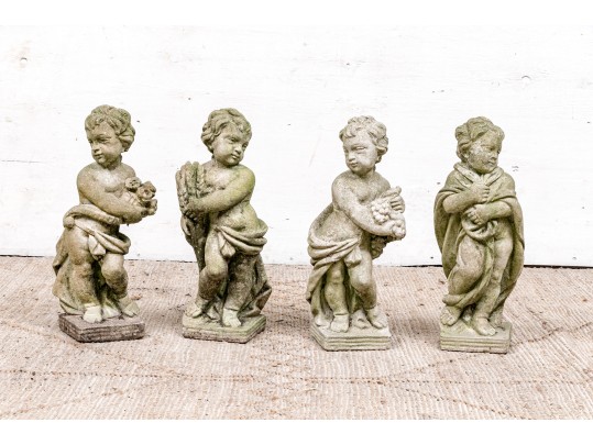 Vintage Cement Set Of Four Seasons, 20