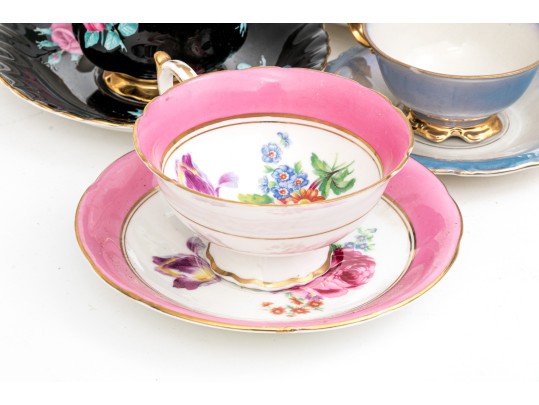 Collection Of Eight Vintage Tea Cups And Saucers, Mostly English