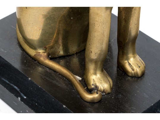 Vintage Heavy Cast Brass Seated Cat