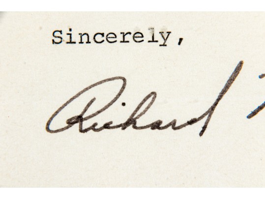 Historic Signed Letter From Former President Richard Nixon To A Donor, Dated March 27, 1972
