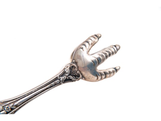 Antique Netherlands 833 Silver Footed Sugar Bowl With Village Scenes, And Sterling Silver Tongs 