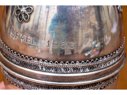 Israel Sterling Silver Lidded Footed Cup     6.48 Troy Ozs.