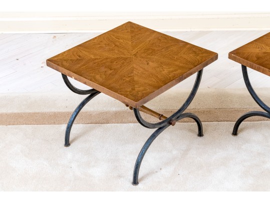 Pair Of Good Looking Vintage Campaign Style End Tables 
