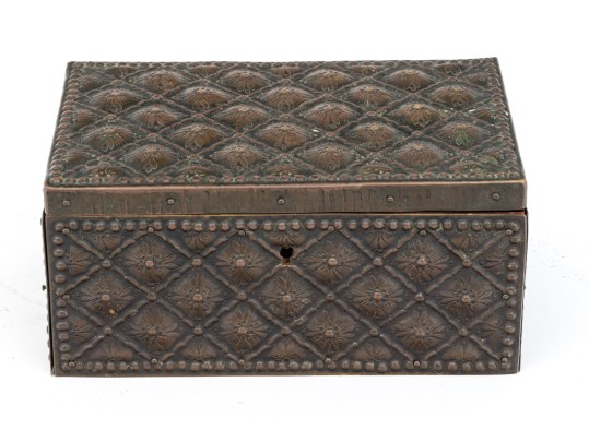 Arts And Crafts Brass Repousse Humidor, Ca. 1880-1920