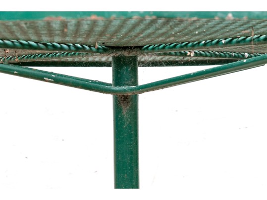 Five Piece Vintage Green Painted Wrought Iron Patio Set