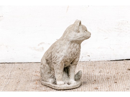 Vintage Seated Cement Garden Cat Statue