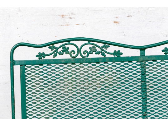 Three Piece Vintage Green Painted Wrought Iron Patio Set