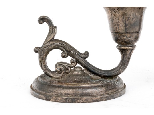 Charming Pair Of Vintage Fisher Sterling Weighted Candlesticks