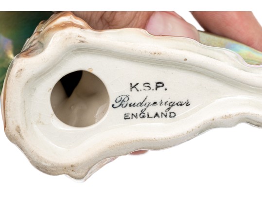 Pair Of Budgerigar Figurines By K.S.P England