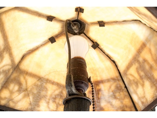 Vintage Six Pannel Slag Glass Lamp, Ca. 1910-30