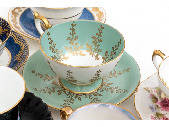 Collection Of Eight Vintage Tea Cups And Saucers, Mostly English