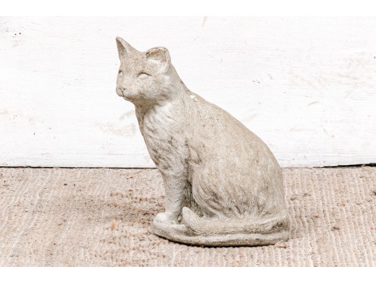 Vintage Seated Cement Garden Cat Statue
