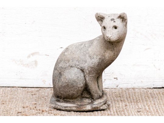 Vintage Cement Siamese Seated Cat 