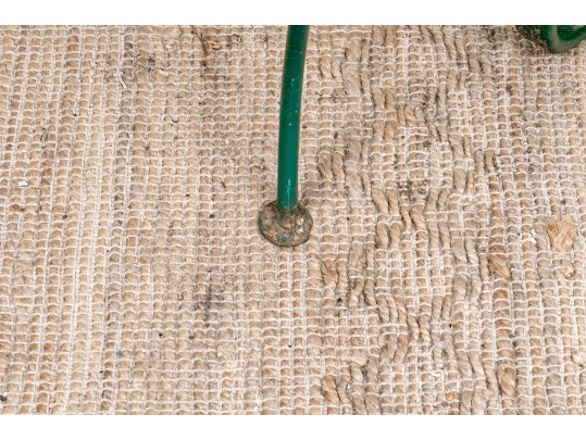 Three Piece Vintage Green Painted Wrought Iron Patio Set