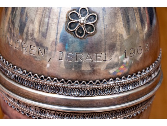 Israel Sterling Silver Lidded Footed Cup     6.48 Troy Ozs.