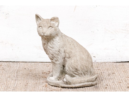 Vintage Seated Cement Garden Cat Statue