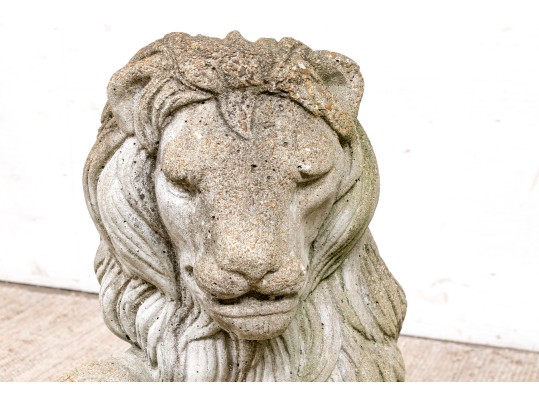 Vintage Seated Cement Lion