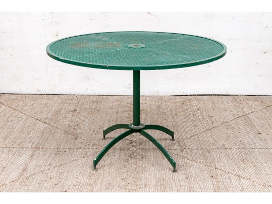 Five Piece Vintage Green Painted Wrought Iron Patio Set