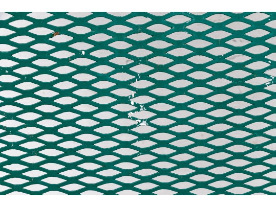 Three Piece Vintage Green Painted Wrought Iron Patio Set