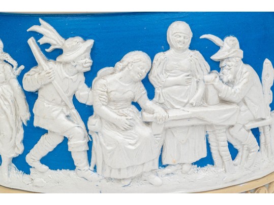 Stunning Mettlach Relief Decorated Ceramic Water Pitcher