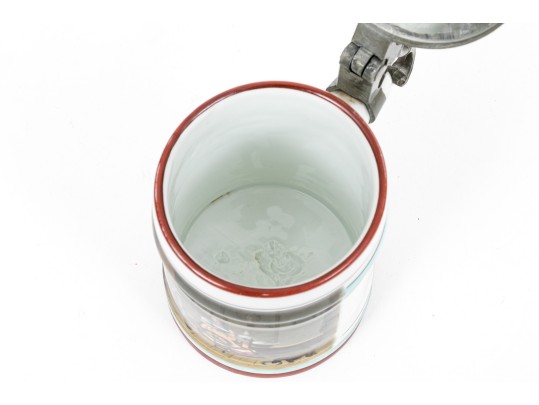 Pair Of Fabulous German Lithopane Steins, With Scenes In The Bottom Of The Stein