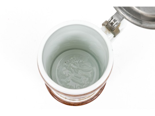 Pair Of Fabulous German Lithopane Steins, With Scenes In The Bottom Of The Stein