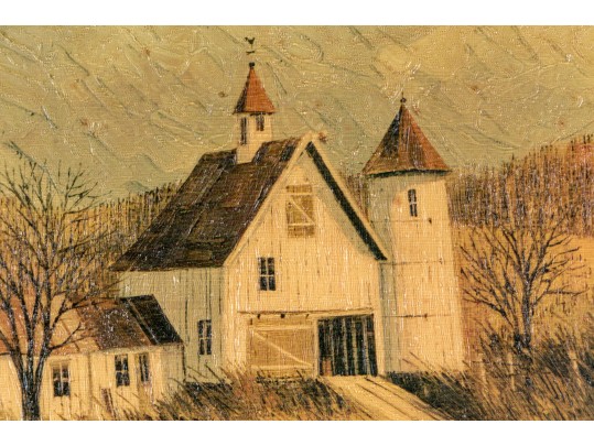 Oil On Canvas, Country Landscape With Farmstead