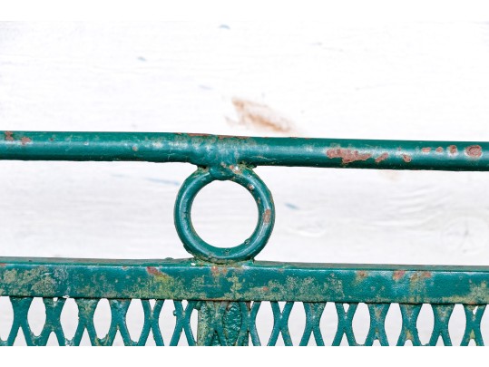 Four Piece Elegant Vintage Green Painted Wrought Iron Patio Set