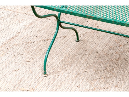 Four Piece Elegant Vintage Green Painted Wrought Iron Patio Set