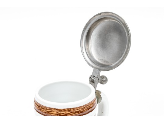 Pair Of Fabulous German Lithopane Steins, With Scenes In The Bottom Of The Stein