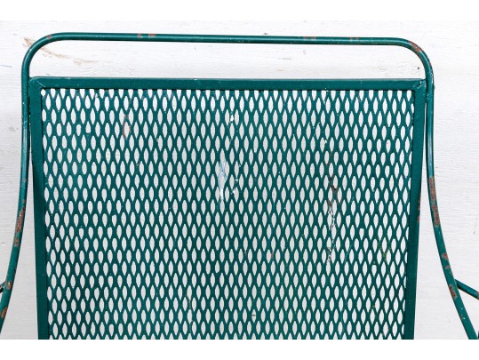 Four Piece Elegant Vintage Green Painted Wrought Iron Patio Set