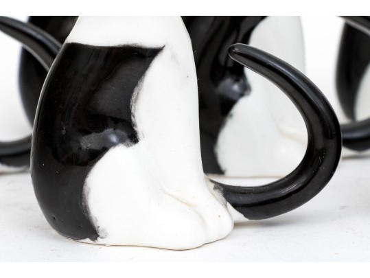 Collection Of Seven Hand-painted Bone China Cats