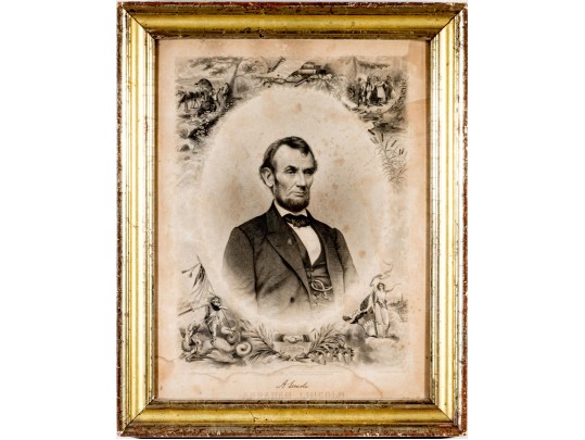 1864 Steel Engraving, Abraham Lincoln Portrait Bust