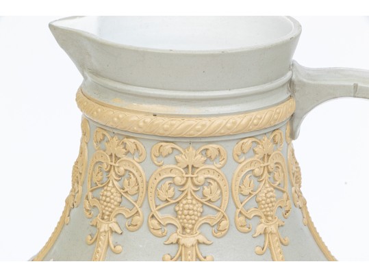 Stunning Mettlach Relief Decorated Ceramic Water Pitcher