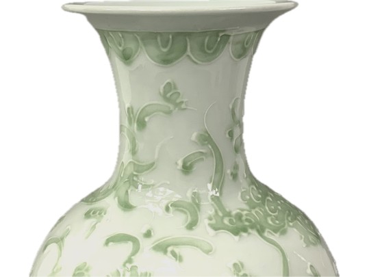 Large Chinese Dragon Relief Porcelain Vase From Lillian August