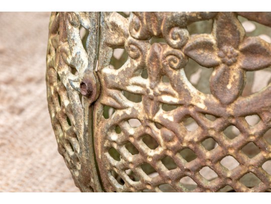 Very Decorative Pair Of Vintage Cast Iron Planters