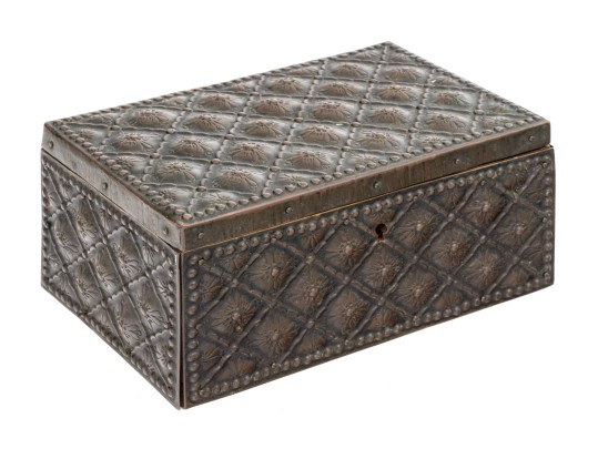 Arts And Crafts Brass Repousse Humidor, Ca. 1880-1920