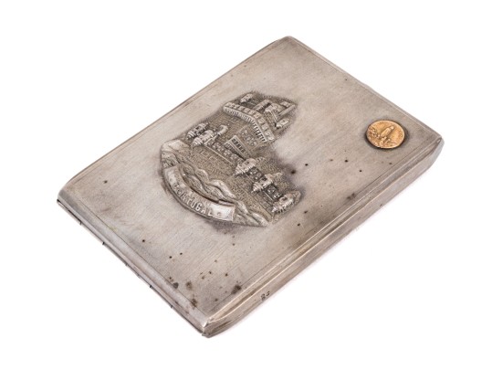 800 Silver Cigarette Case With Portuguese Repousse Decoration    3.345 Troy Ozs. 