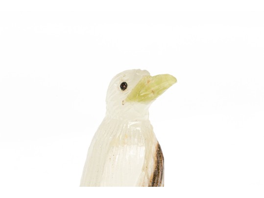 Lot Of Two Fun Stone Animals, Including A Chalcedony Bear And An Agate And Multi Stone Penguin