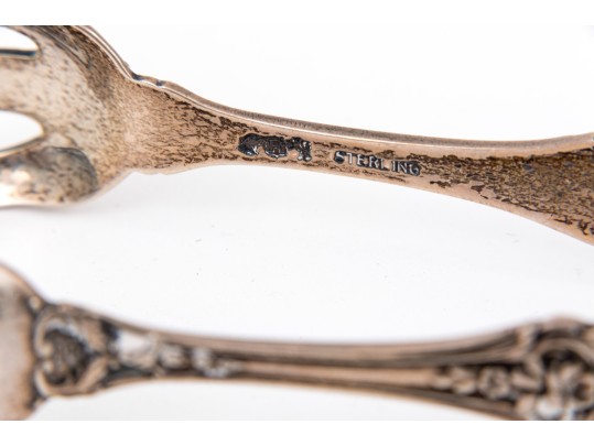 Antique Netherlands 833 Silver Footed Sugar Bowl With Village Scenes, And Sterling Silver Tongs 