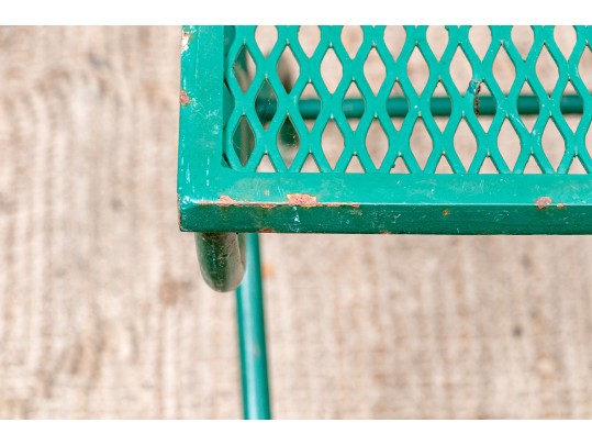 Four Piece Elegant Vintage Green Painted Wrought Iron Patio Set