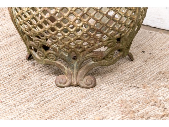 Very Decorative Pair Of Vintage Cast Iron Planters