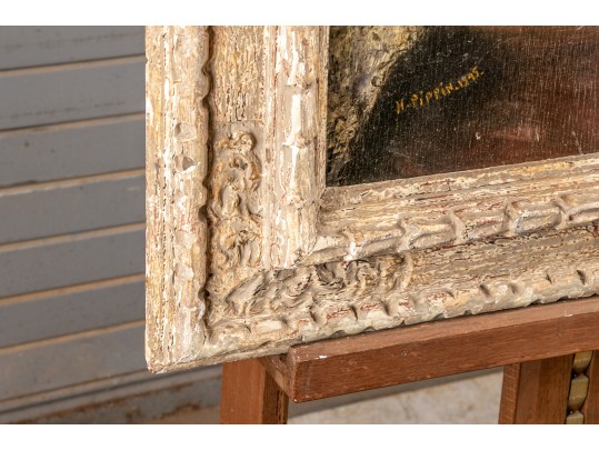 In The Manner Of  Horace Pippin (Am., 1888-1946) Oil On Panel, Portrait Of An African American Woman