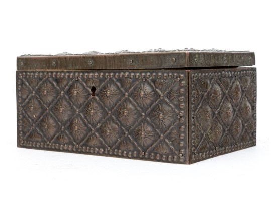 Arts And Crafts Brass Repousse Humidor, Ca. 1880-1920