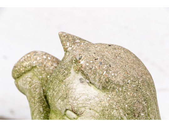 Vintage American Cement Garden Statue Of Mama Cat By HGC Cement Co