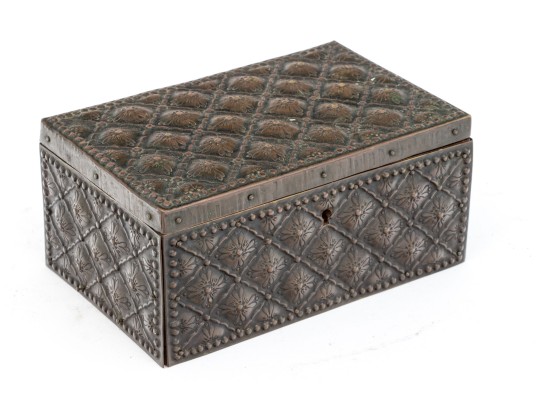 Arts And Crafts Brass Repousse Humidor, Ca. 1880-1920