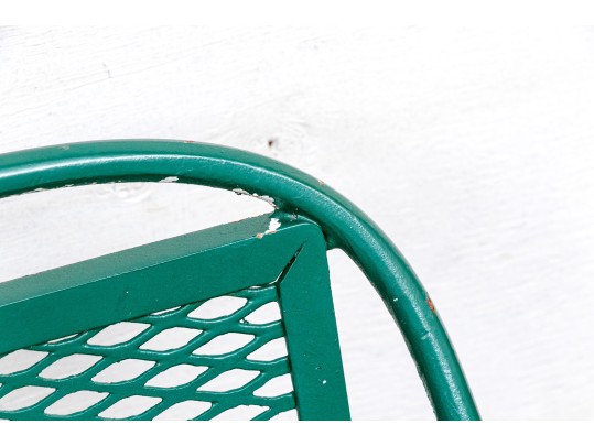 Five Piece Vintage Green Painted Wrought Iron Patio Set